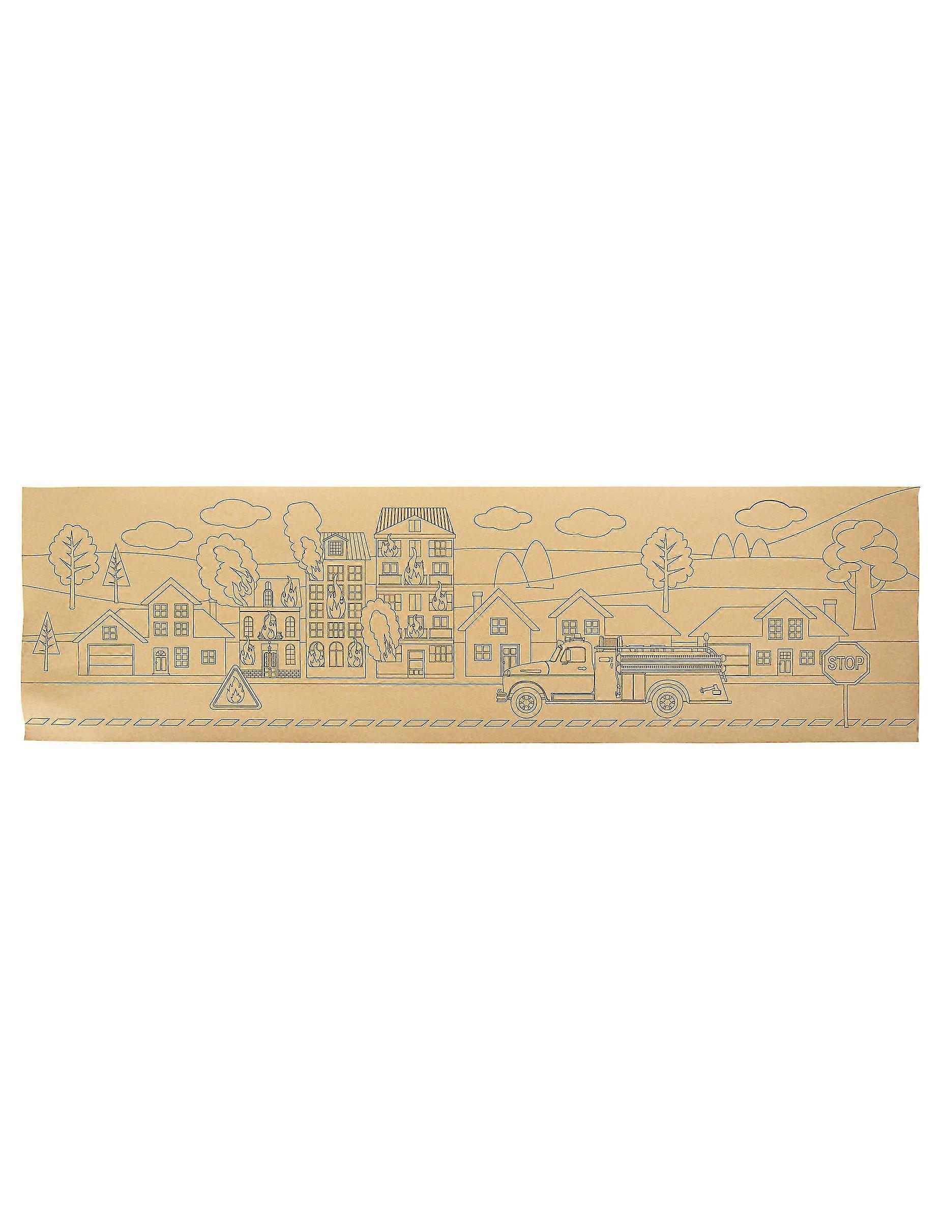 Chemin de table pompier colorier 140 x 40 cm