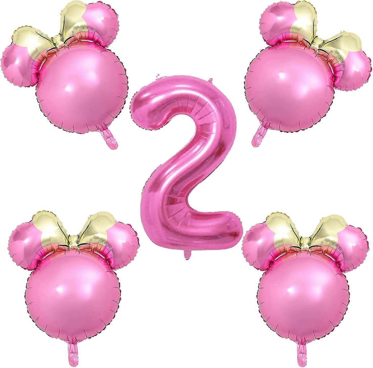 미니 마우스 테마 생일 파티 장식, 마우스 머리 모양 알루미늄 호일 풍선, 마일러 풍선 (여자아이 두 번째 생일, 베이비 샤워용)