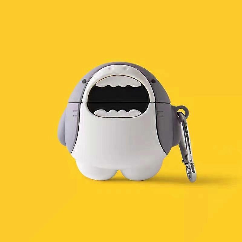 サメのかわいい漫画のイヤホンボックス、AirpodsプロワイヤレスBluetoothイヤホンボックスシリコンボックス。