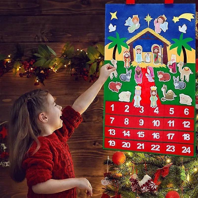 2023 Advent Calendar Christmas Felt Advent Calendar Hanging Pendant Santa Claus Ornaments DIY Advent Calendar Christmas Decoration for Home 2023 Gift