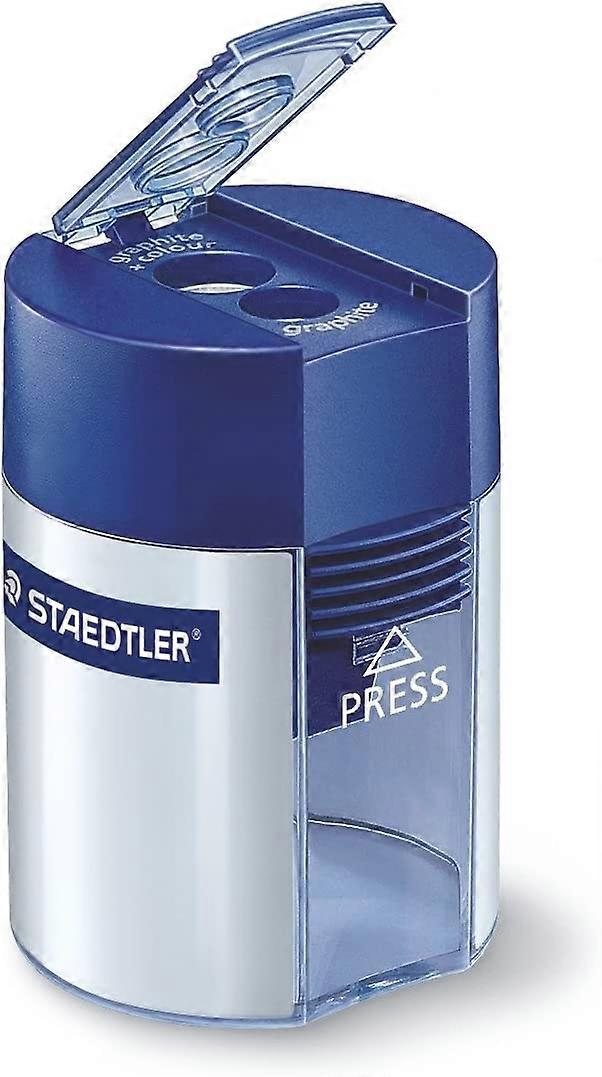 High-quality dual-purpose pencil sharpener, For standard pencils and colored pencils, With cylindrical tank and airtight closure
