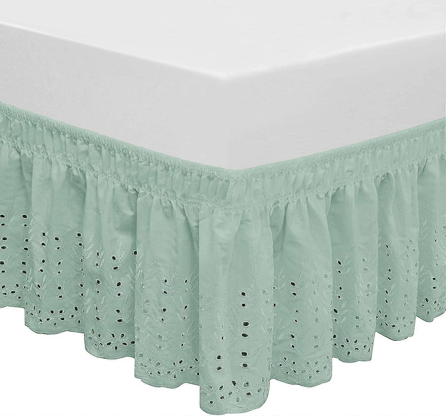 Wrap Around Elastic Eyelet Bed Skirts 14 1/2 Inches Drop Dust Ruffle Three Fabric Sides
