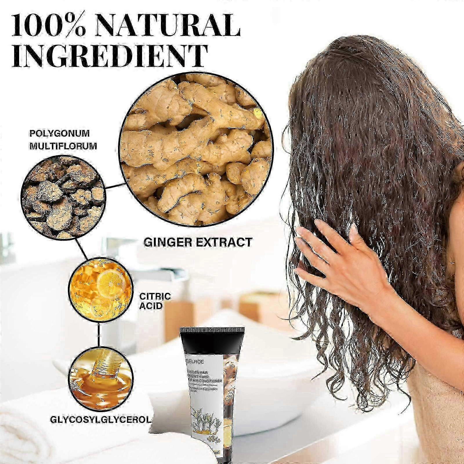 Gingembre Après-Shampooing Réparation Cheveux Frisottis Hydratant Lisse Moelleux Rafraîchissant Moistu