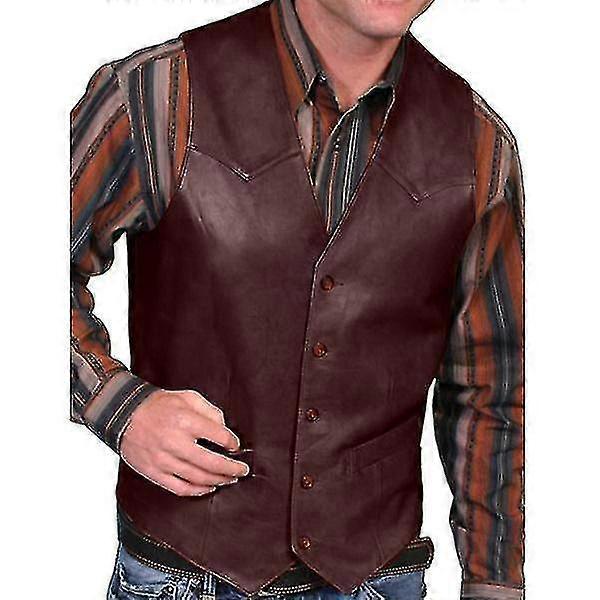 Herren Herbst Mode Cowboy Kunstleder Weste