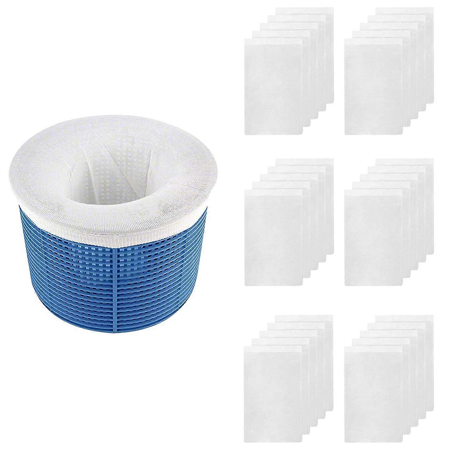 , 30-Pack Pool Filter Basket Saver Socks, Reusable Ultra-Fine Mesh Sock Filter Pool Debris Catcher