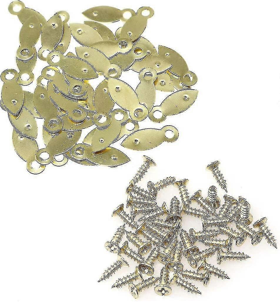 100Pcs Golden Picture Frame Flat Turn Buttons 8 X 22Mm With Mounting Screws