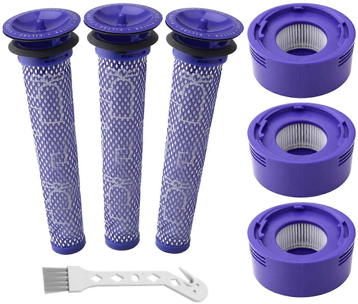 Fong 6-piece vacuum cleaner filter replacement kit compatible with compatible with Dys V7, V8 and V8 cord-free vacuum cleaners, 3 rear filters, 3 pre-