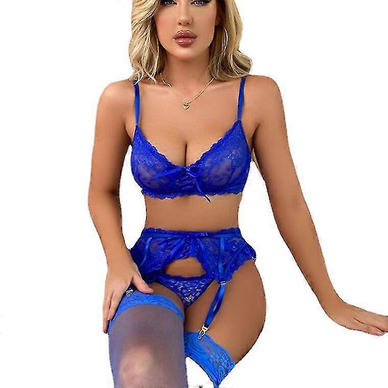 유럽과 미국 섹시한 란제리 섹시한 여성용 가터 스타킹 정장 쓰리 피스 섹시한 란제리 - Ya