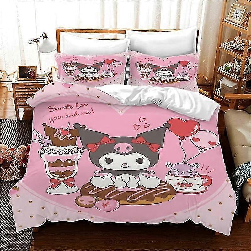 o2972 prostěradla roztomilé anime kreslené povlečení set, 3D tištěné lehké a pohodlné ložní prádlo3-dílné povlečení pro chlapce a gir ložnice decora (1 
