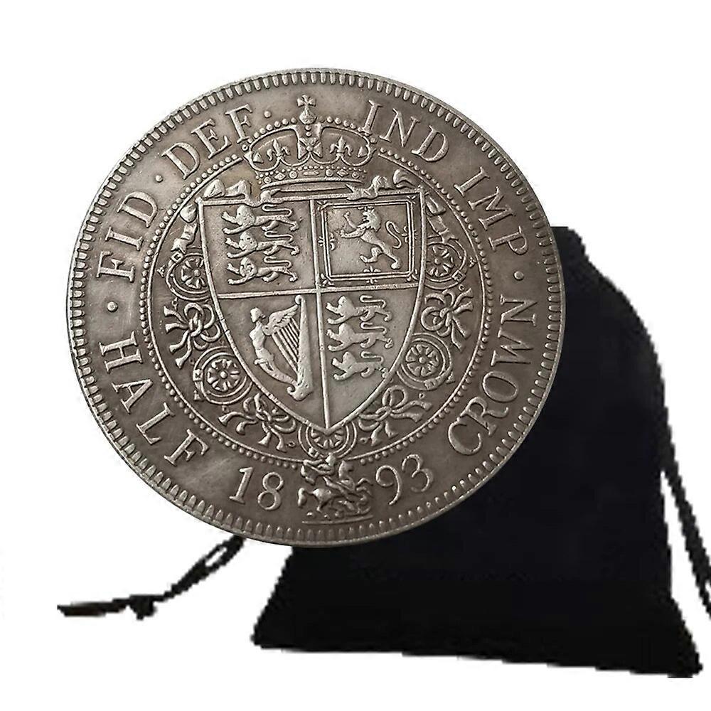高級1893英国シリングクラウンアートコイン/ヨーロッパ記念コイン/ポケットラッキーコインパーティーお土産コレクションコイン+ギフトバッグ