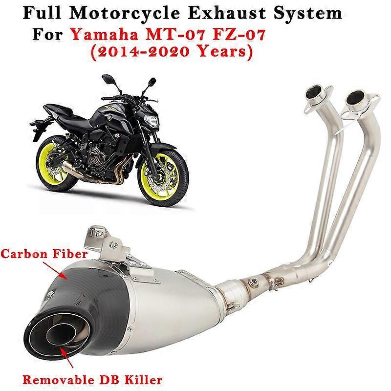 Motorsykkel Eksos Escape Full System Modifisert lyddemper Front Link Pipe DB Killer For YAMAHA MT MT07 FZ07 MT-07 FZ-07 2014 - 2020