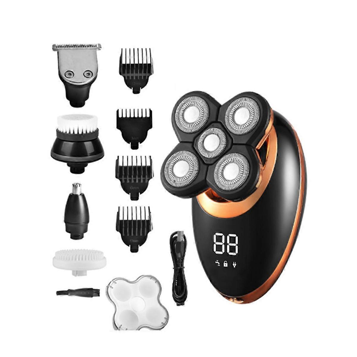 Rasoir électrique sec humide pour hommes Barbe Tondeuse à cheveux Rasoir Rechargeable Machine à raser chauve Kit de toilettage à écran LCD