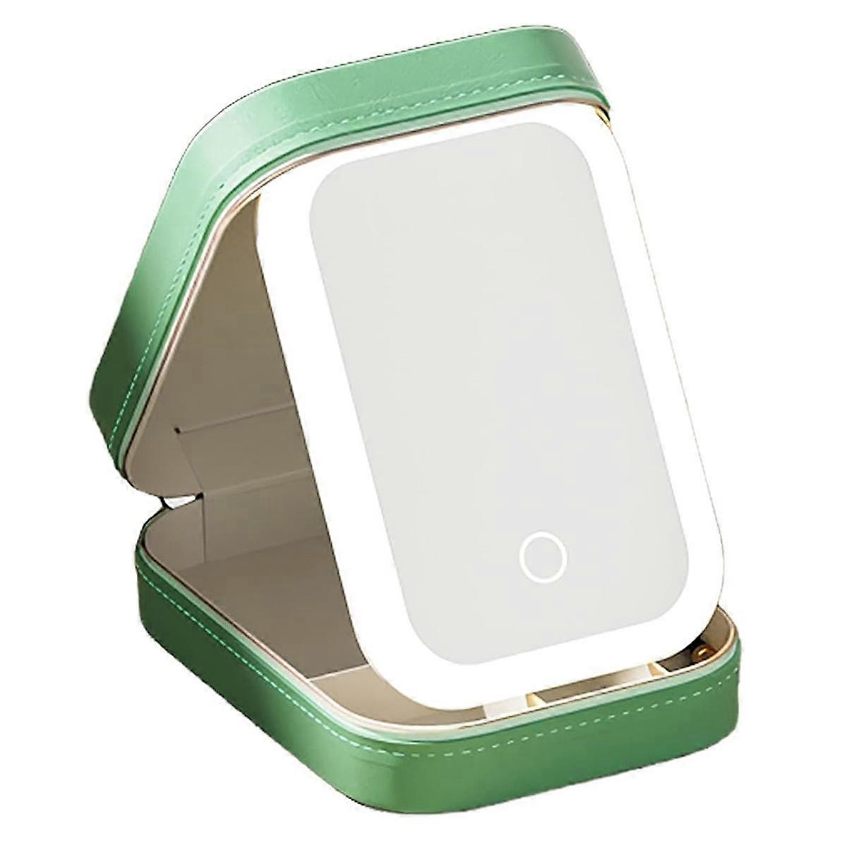 LED Three-Color Adjustable Makeup Mirror, Three Colors Brightness Adjustable Makeup Mirror with Lights Green