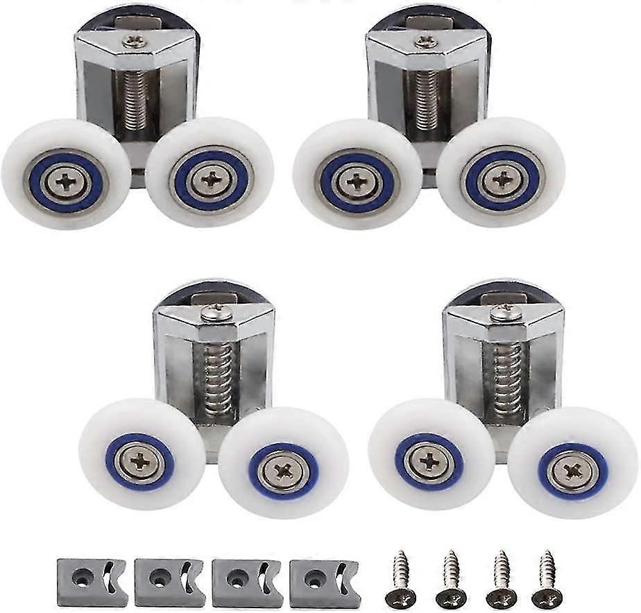 Set Of 4 Rollers For Shower Door - 2 Upper And Lower Pulleys - 26 Mm - Zinc Alloy - Replacement Kit For Shower Door