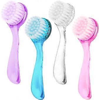 Gesichtsreinigung Bürste Waschen Peeling Bürste für Make-up Hautpflege Entfernung 4 Stück (Blau, Rosa, Lila, Klar)