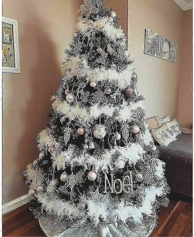 5 قطع 2M شجرة عيد الميلاد إكليل ريشة بيضاء رقيق بوا ، شرائط ريشة بيضاء بوا لتزيين شجرة عيد الميلاد داخلي أو خارجي