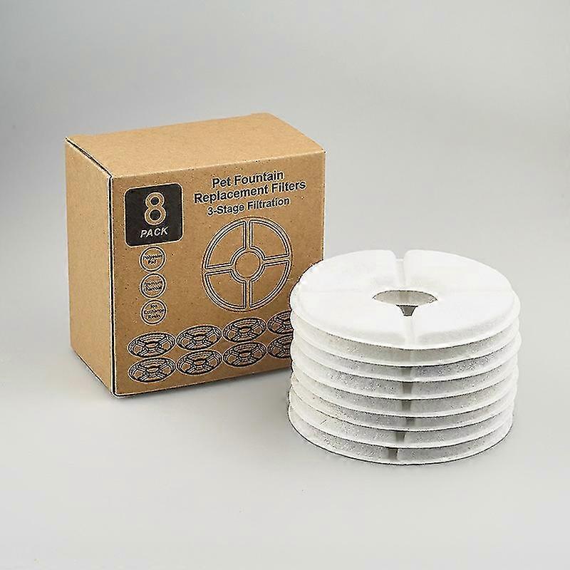 Eight Pieces Automatic Cat Fountain Filter With Resin And Activated Carbon, Replacement Water Filter Filter Cotton For Cats And Dogs (round) - 13.5cm*