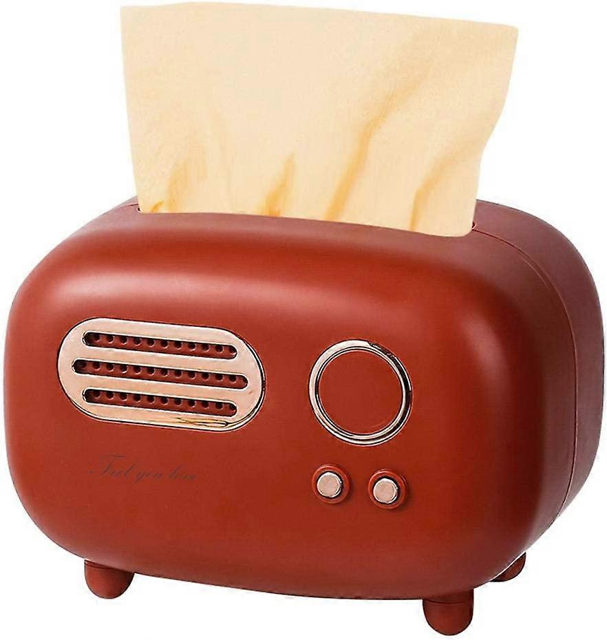Retro Rectangular Tissue Box, Radio Pattern, Practical and Fashionable Tissue Box,Red