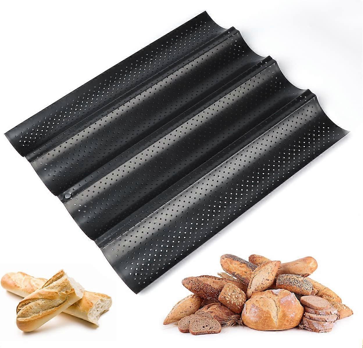 Perforated baguette baking tray with non-stick coating for 4 baguettes (A-5-F6)