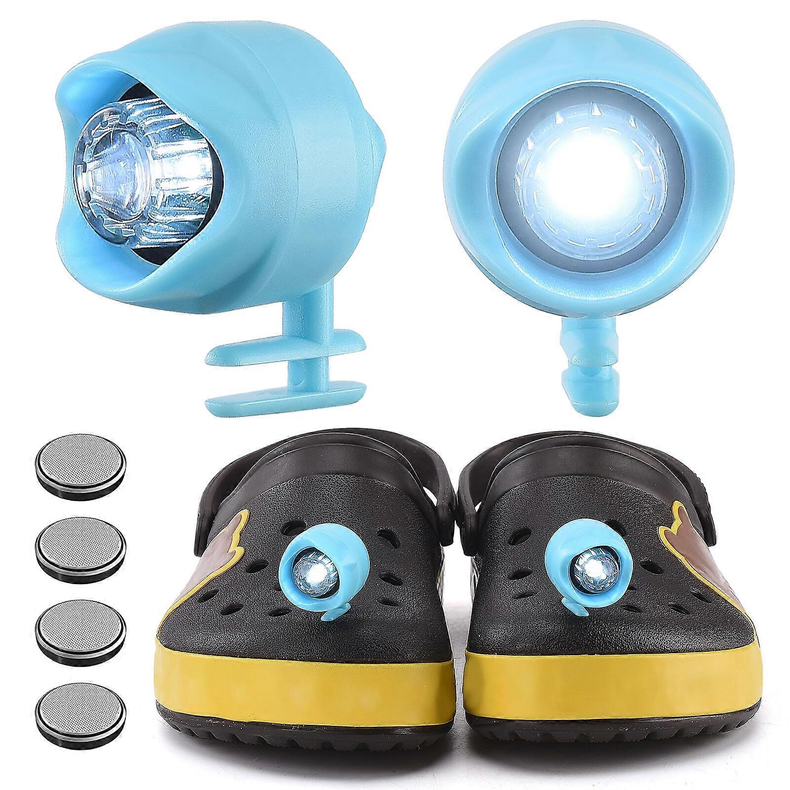 2pcs Black Headlights for Croc Shoe, Waterproof LED Shoe Clip with 3 Light Modes