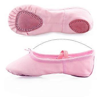 Ballet Slipper Dance Shoe Canvas Ballet Yoga Dancing Shoes with Soft Leather Soles for Kids Toddlers Boys Girls Pink Lace Up Size 26