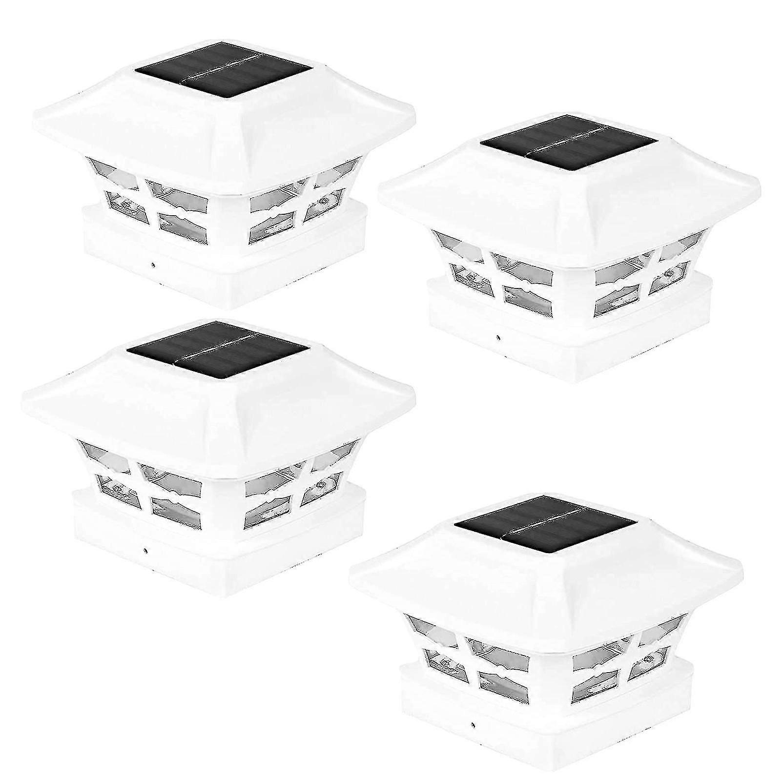 Luci solari per pali in legno 4x4 Decorazione da giardino bianca s202412243070