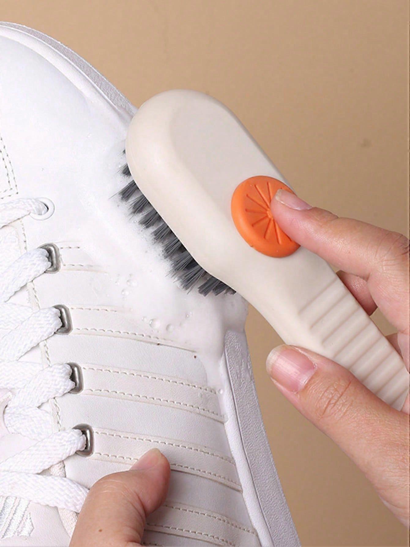 1 Piece Shoe Brush And Laundry Brush, Multifunctional, With Soft Bristles And Liquid Dispenser, Suitable For Cleaning Shoes And Clothes At Home