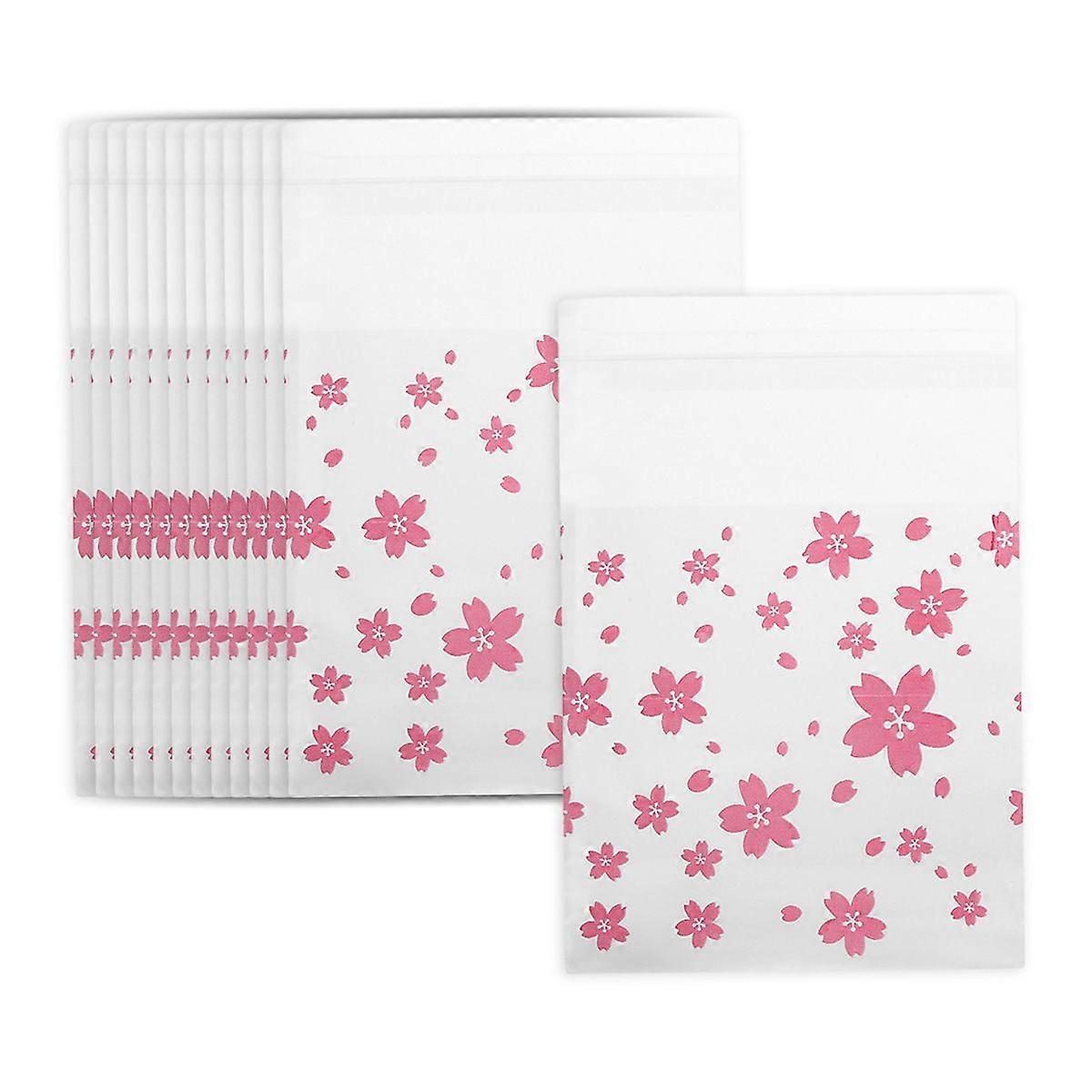 100Pcs/Pack Flower Pattern Wedding Plastic Cookie Biscuit Candy Bag (Oriental Cherry 7 x 7cm )