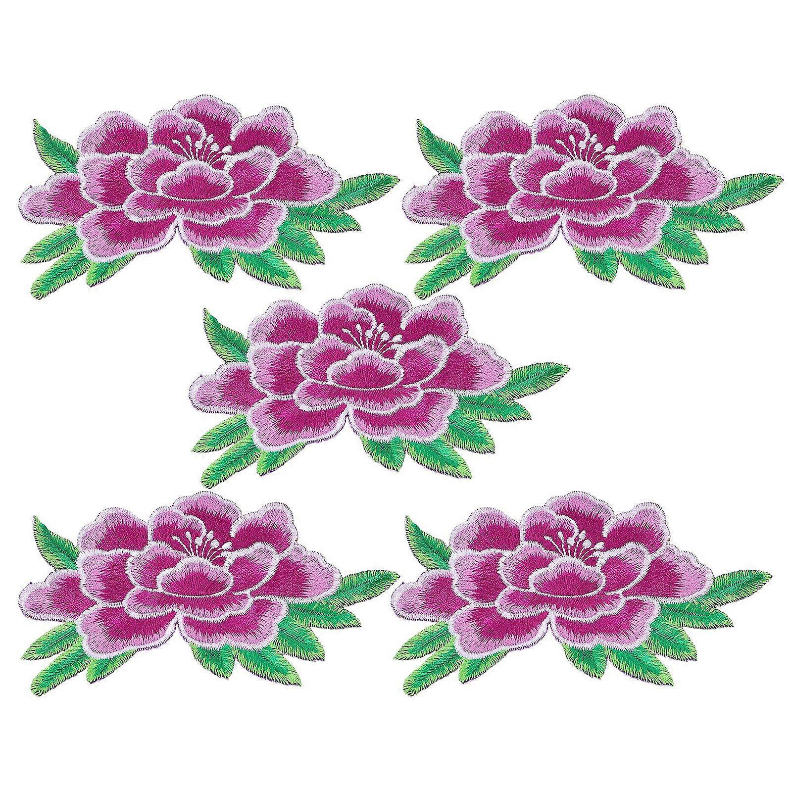 5Pcs Embroidered Applique Patches Decorative Sewing Patches Flower Embroidery Patches Iron On Patches