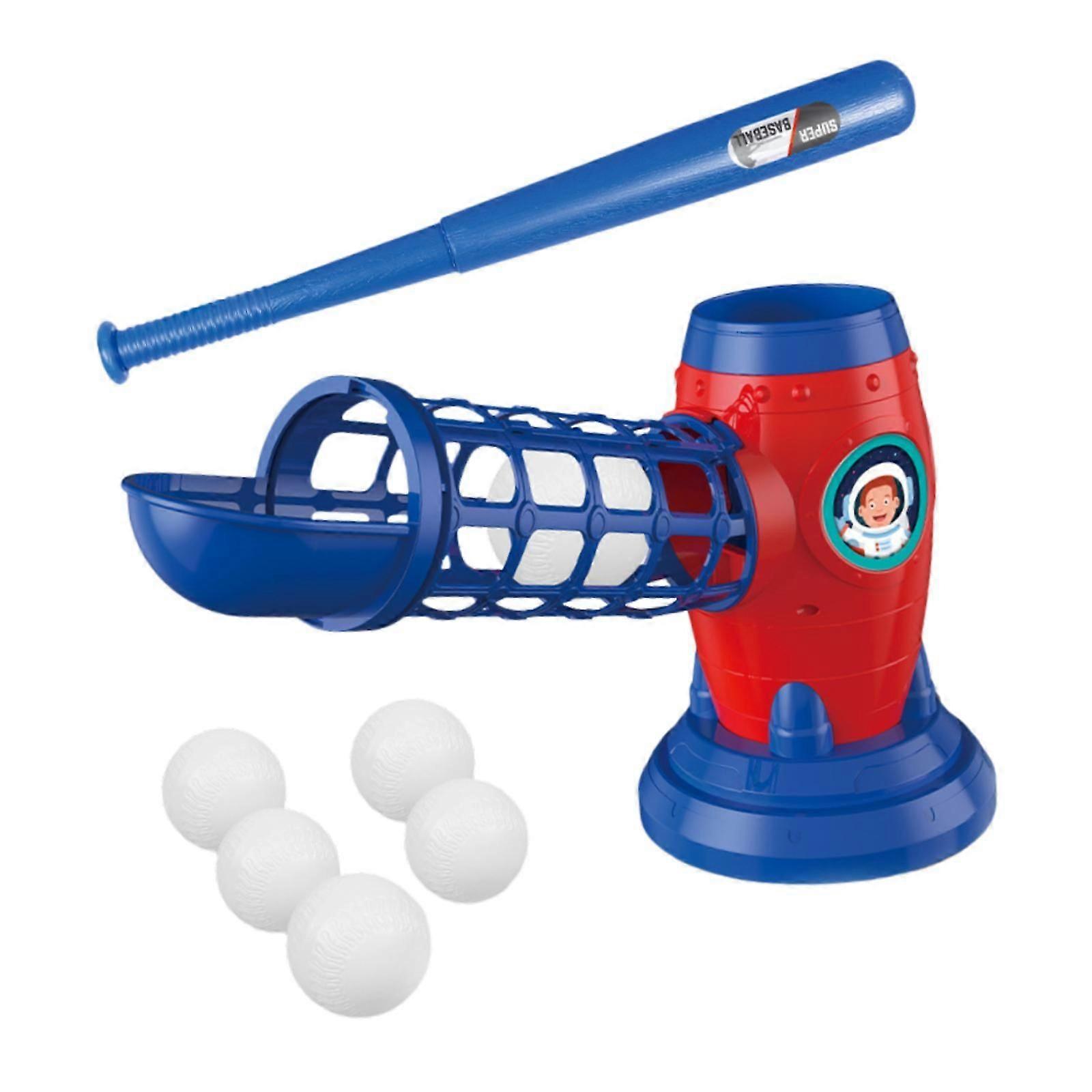 Kids Baseball Pitching Machine Birthday Gifts Games with Bat and 5 Baseballs Electric