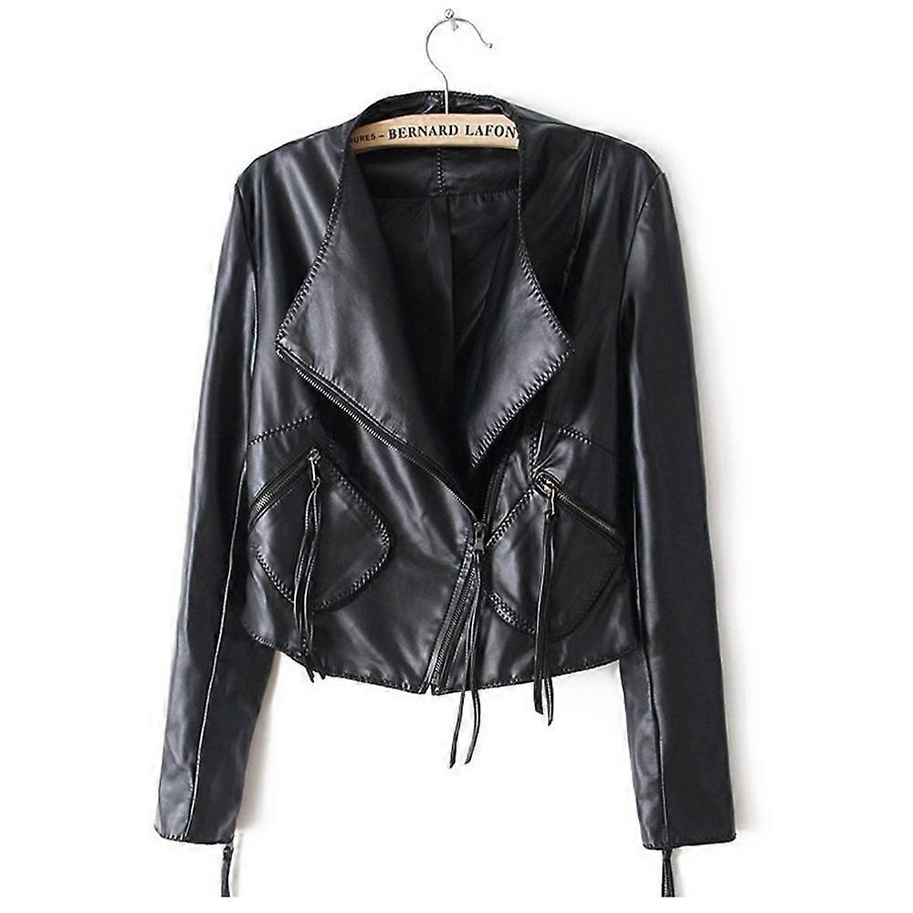 Col montant PU Cuir Zip Dames Mode