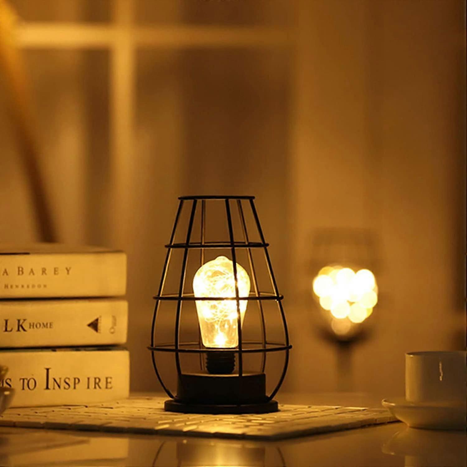 Decorative Table Lamp, R Table Lamp, Cage Style, Night Light, R, Battery Operated, Bedroom Desk Lamp,6094