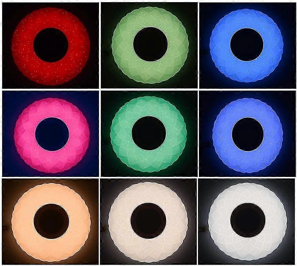 Recessed Smart Ceiling Light, Alexa Google e Support, Adjustable Brightness 36w Ceiling Light, Dimmable Rgb Color Led Ceiling Light For Bedroom Bat,01