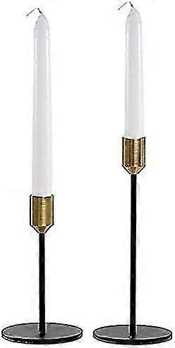 Gold Brass Black Cone Candlesticks Decorative Centerpiece Candlestick Set