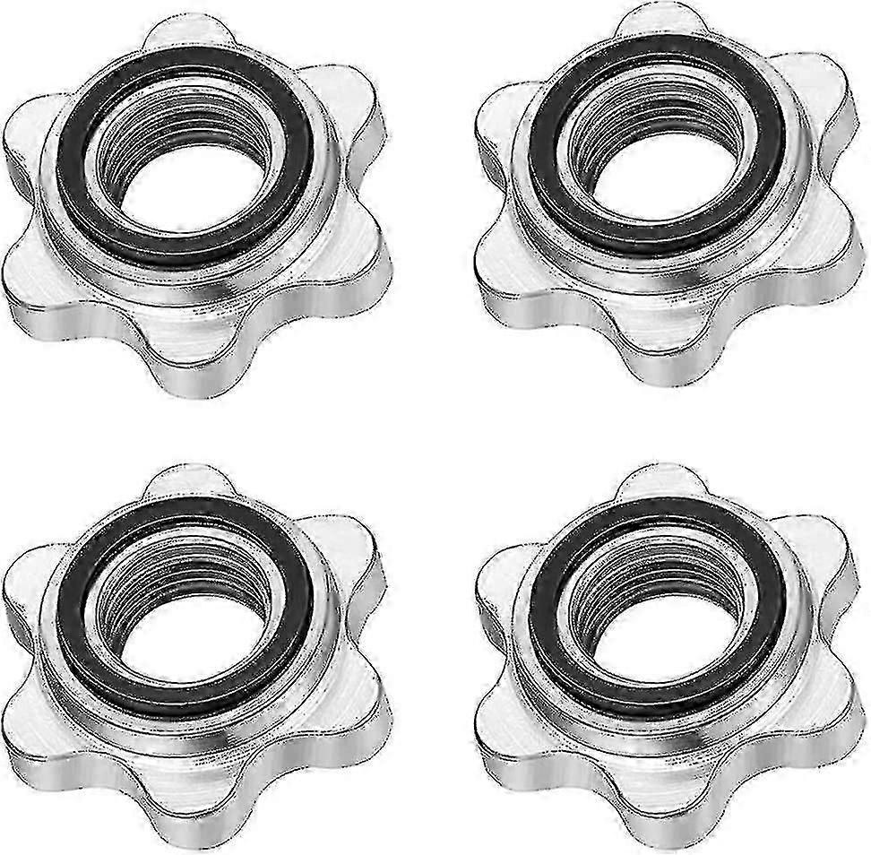 Set Of 4 Dumbbell Spinlock, Non-slip 25 Mm Standard Spinlock Collars, Screw Caps For Dumbbell Bars, Barbell Star Collars