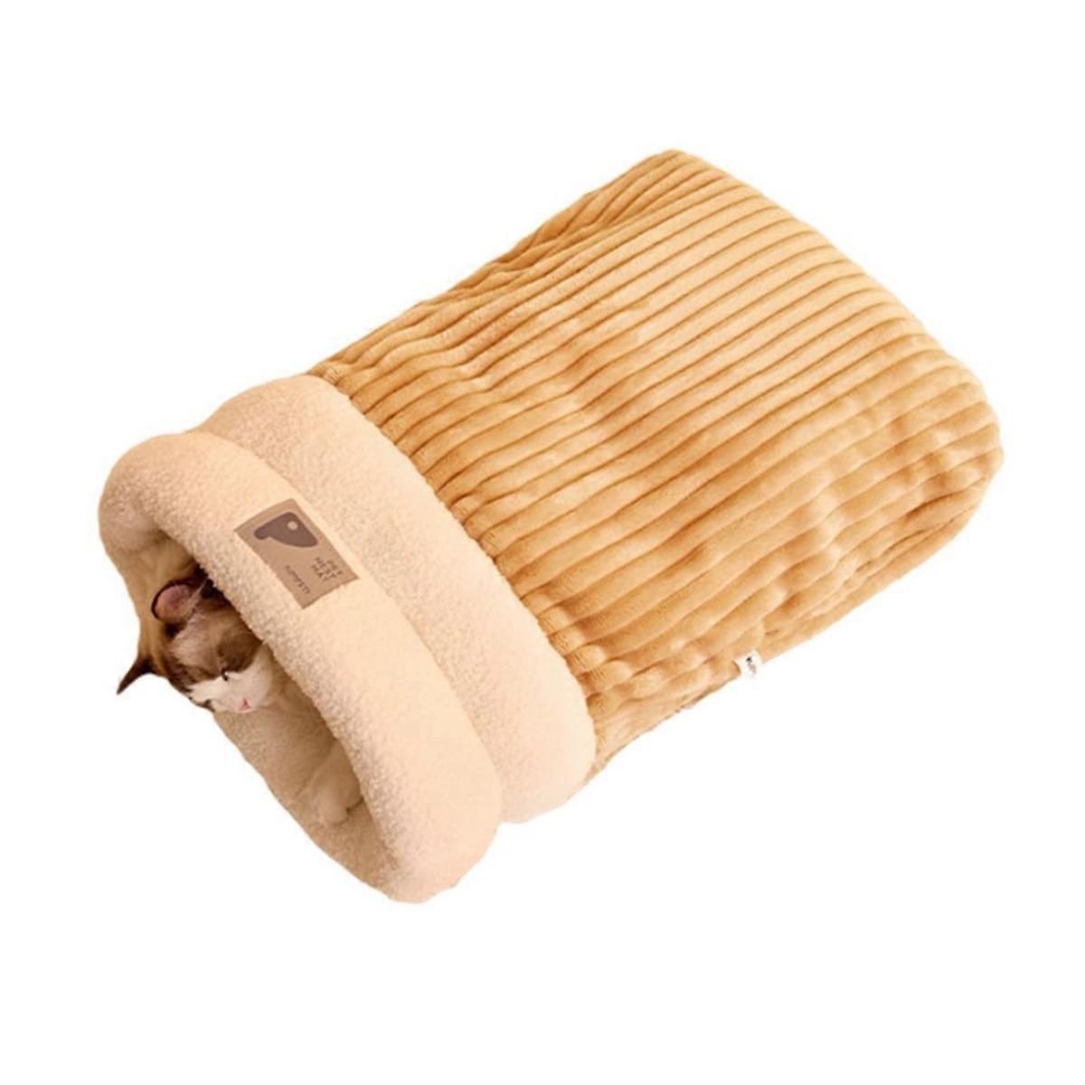 Cat Winter Sleeping Bag Soft Plush Cat Sack Self Warming Cat Cave Bed for Indoor Cats Cat Hideaways