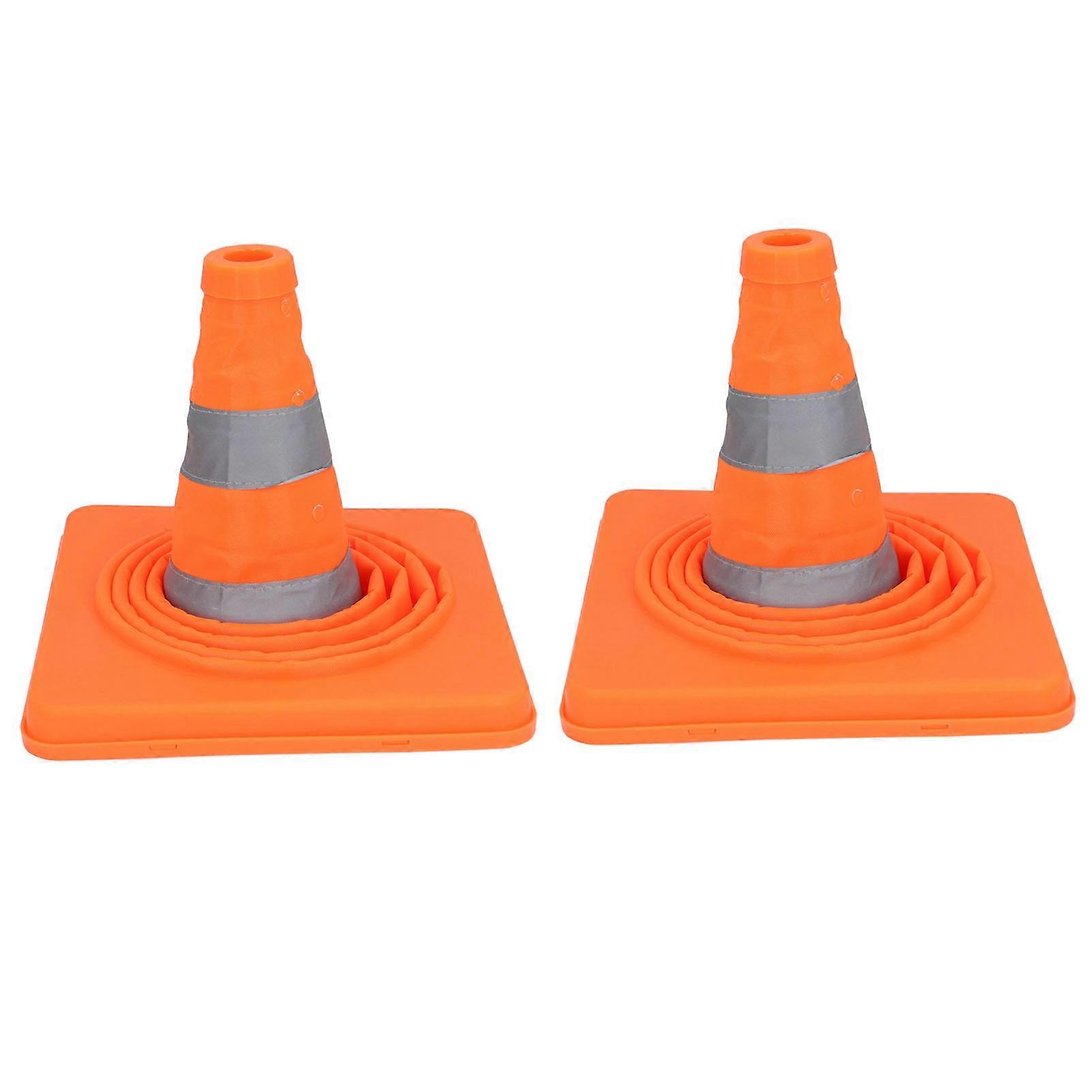 2Pcs Traffic Safety Cones Foldable Multi Purpose Pop Up Cone with Reflective Collar Orange for Parking Lots
