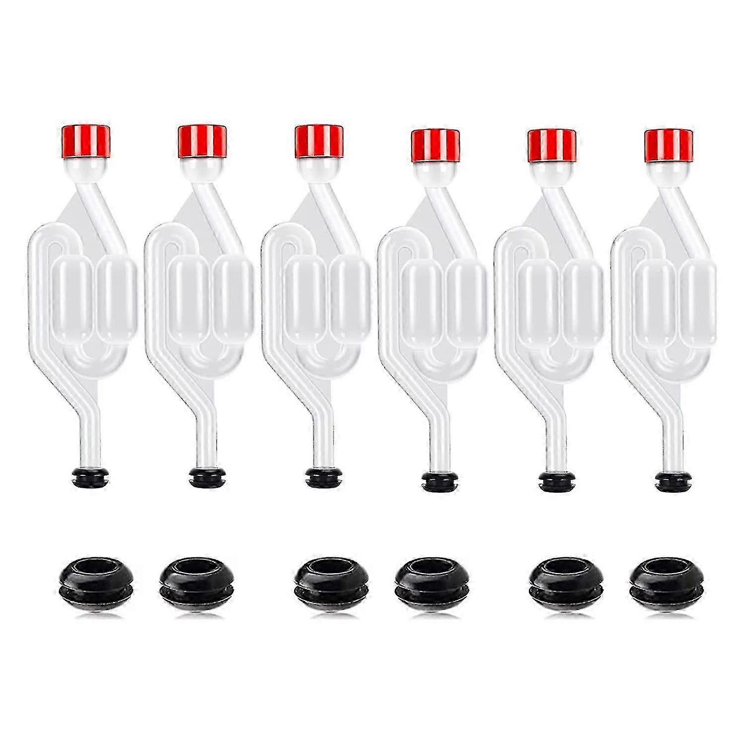 Brew Airlock Kit, 12 luftsluser og 6 tetningsringer, vinluftsluse i plast for gjæring, brygging, BeA20241004169 f74