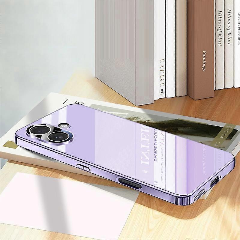 For iPhone 16 Case Electroplating PC Phone Back Cover with Camera Lens Protector - Purple