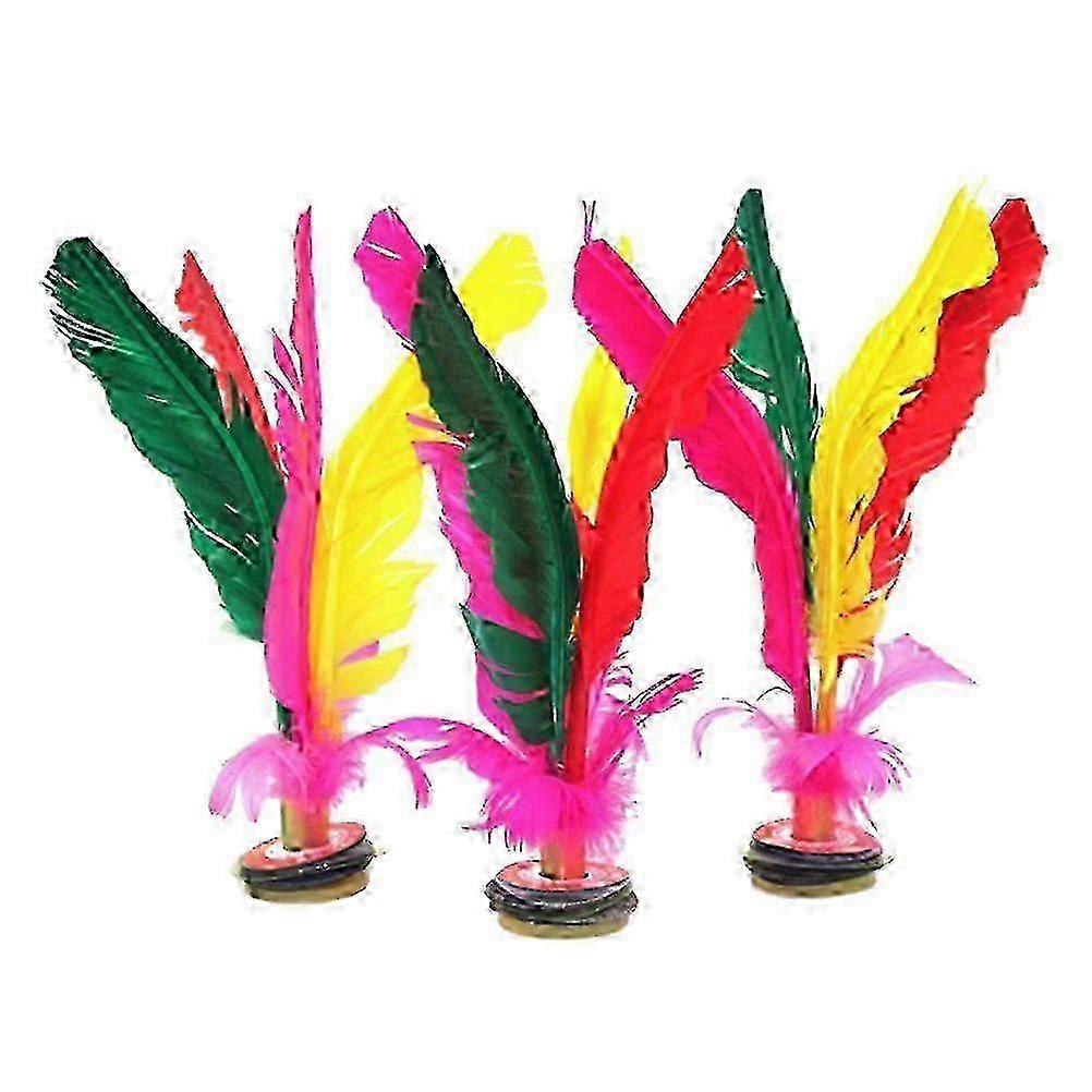 10 adet Renkli Tüy Tekme Raketle Çin Jianzi Kaz Tüyü Kauçuk Ayak Tekme Shuttle Açık Spor Fitness için (Rastgele Renkler)