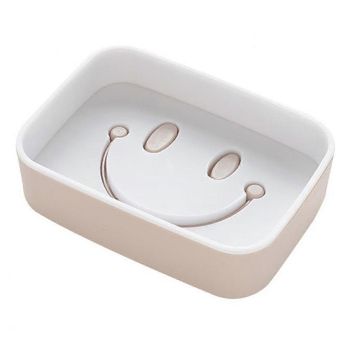 Plastic Zelfklevende Zeepbakje Rek Afneembare Dubbellaagse Badkamer Zeep Organizer (Beige)