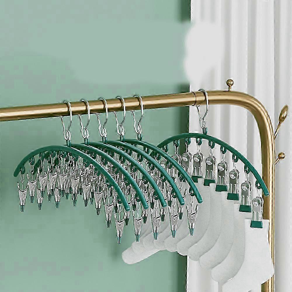 Set of 6 Pieces Hanging Clothes Drying Rack with 10 Clips