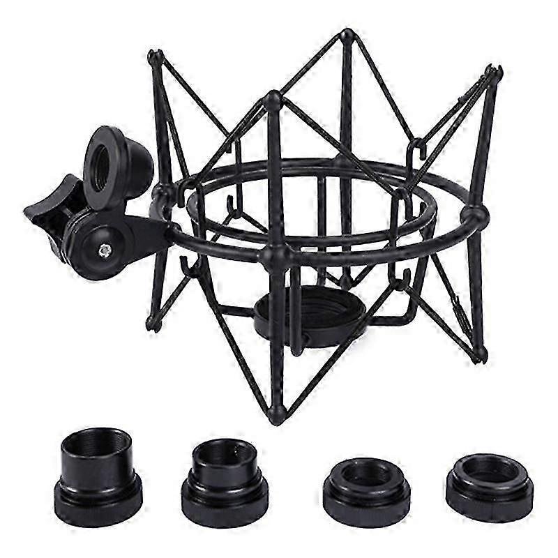 Mikrofon Shock Mount Verstellbare Halterung Aufnahme Mikrofonständer Metallhalterung Pod Mikrofonständer (Schwarz)NEU