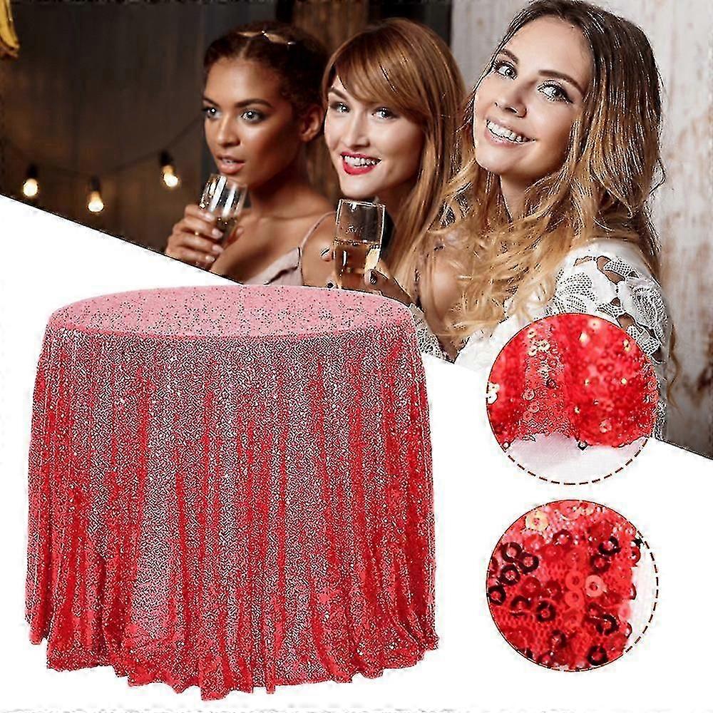 Sequins Table Cloth Glitter Sparkly Fabric Round Table Cover For Birthday Party