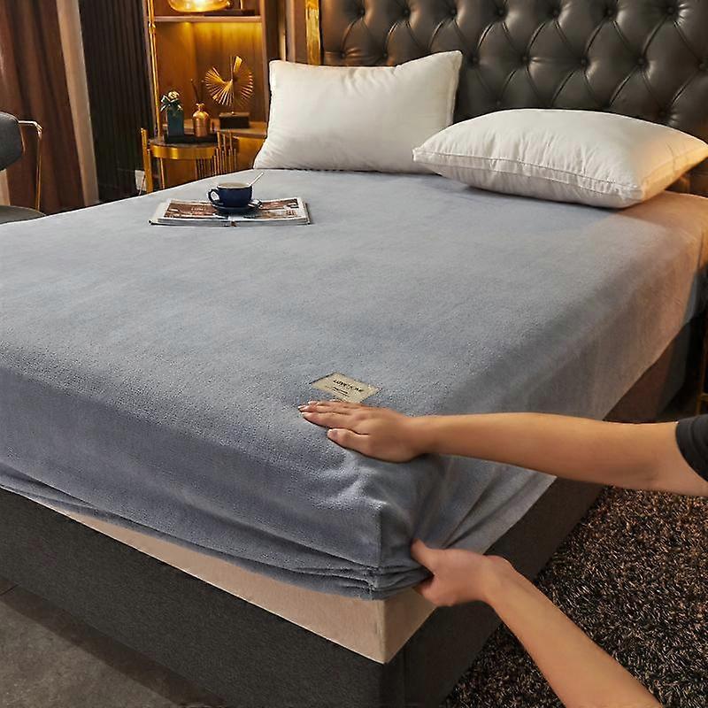 Flannel Elastic Warmand Thick Elastic Fitted Band Fitted Protector Cover Bed Mattress Queen King Size Doubl Bed Sheet Sleeping Silky and Naked