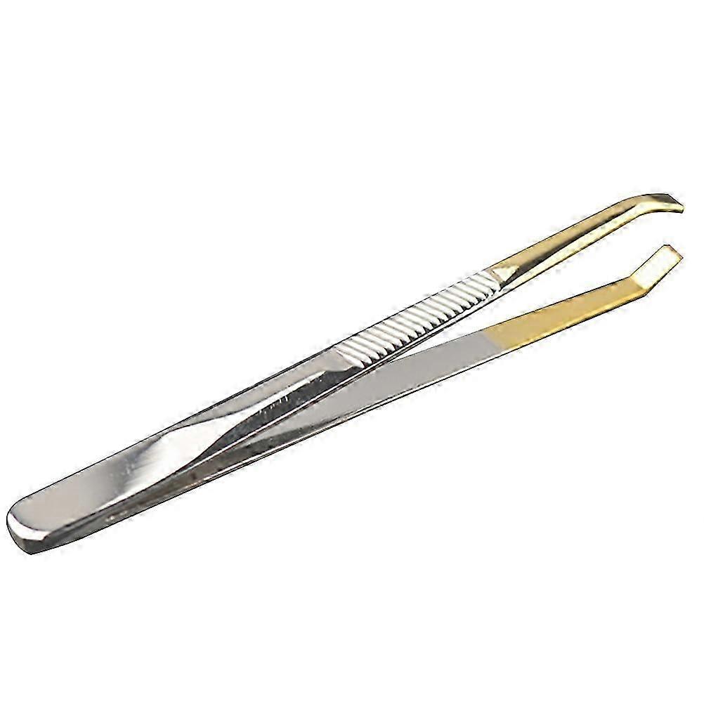 Portable Curved Elbow Eyebrow Tweezer Stainless Steel Eyelashes Extension Tweezers (8.60.8cm)