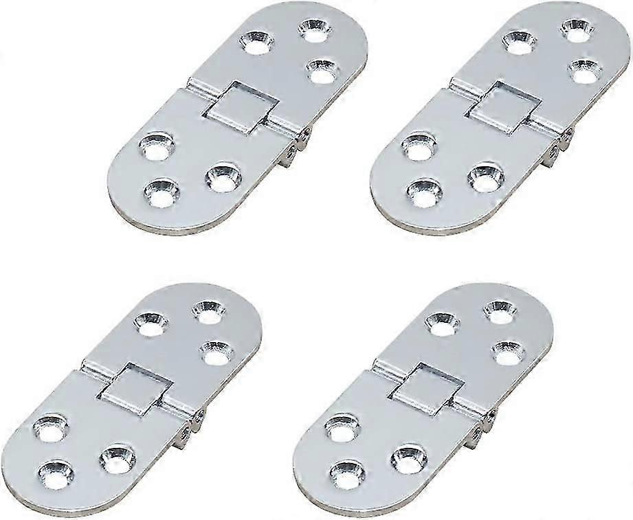 4Pcs Folding Table Hinges,Zinc Metal Round Edge Sewing Machine Furniture Flip Shelf Hinge (Silver)