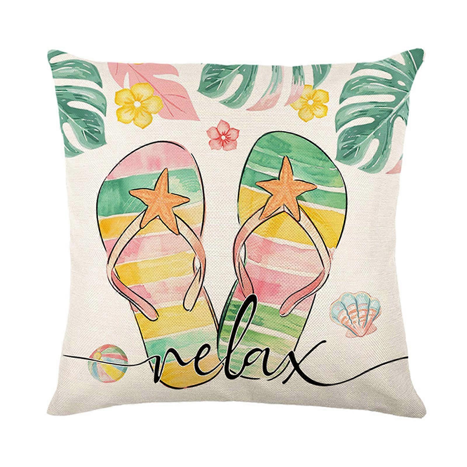 Cute Linen Throw Pillow Cover for Spring and Summer with Breathable Comfortable Fabric for Home Office Or Dorm Decoration D