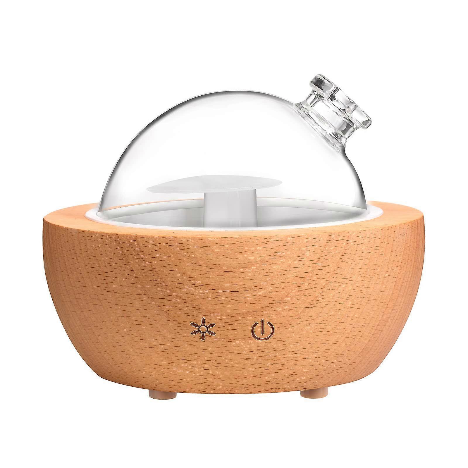 200ml Glass Essential Oil Diffuser with Natural Wood Base, Aromatherapy Humidifier, Modern Design for Home and Office