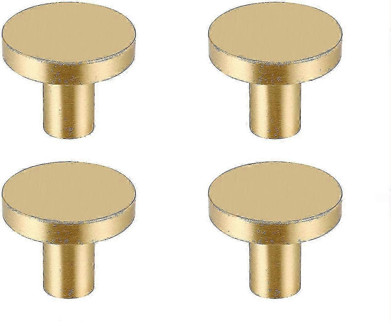 Gold-Finished Solid Brass Round Drawer Pulls for Cabinet Doors 4 Pack